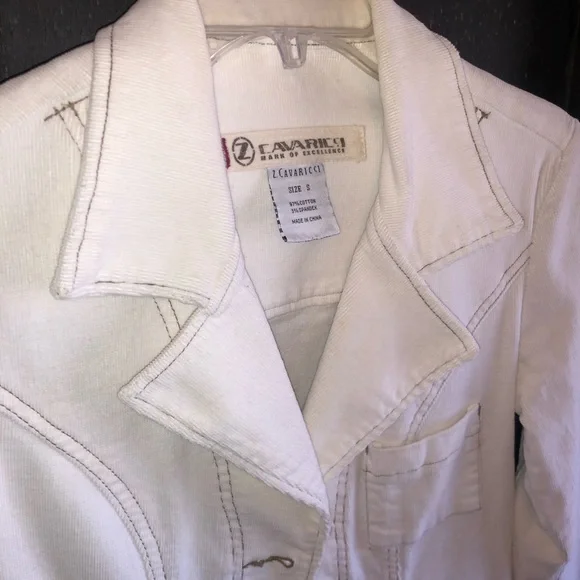 VTG Corduroy! Z. CAVARICCI White Jacket Blazer Coat Women’s Small - Picture 3 of 10